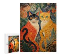 Puzzle Per Adolescenti 500 PCS Two Cats in Jungle Art Print Puzzle Per Adolescenti Migliora La Memoria Difficile Da Completare Gioco Impegnativo Giocattoli 500 PCS