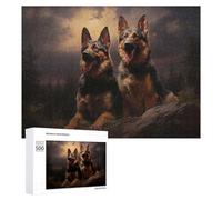 Puzzle Per Adolescenti 500 PCS Two German Shepherds at Dusk Puzzle Per Adulti Gioco Rompicapo Difficile Difficile Unico Compleanno E Regali 500 PCS