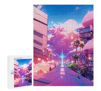 Puzzle Per Adolescenti 500 PCS Utopian Neon Cityscape -1 Puzzle Per Adulti Gioco Rompicapo Difficile Difficile Unico Compleanno E Regali 500 PCS