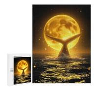 Puzzle Per Adolescenti 500 PCS Water Splashing Around Celestial Whale Moonlit Ocean Night Puzzle Per Adulti Gioco Rompicapo Assemblaggio Di Modelli Interazione Genitore-figlio 500 PCS