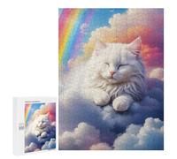 Puzzle Per Adolescenti 500 PCS White Cat Sleeping Clouds Puzzle Per Adolescenti Giochi Rilassanti Assemblaggio Di Modelli Regali Unici Per Compleanno E Natale 500 PCS