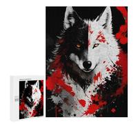 Puzzle Per Adolescenti 500 PCS Wolf in Red And Black Puzzle Antistress Decorazione Per La Casa Regali Unici Per Compleanno E Natale 500 PCS