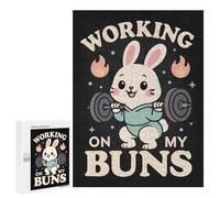 Puzzle Per Adolescenti 500 PCS Working On My Buns - Cute Gym Bunny Squat Pun Puzzle Per Adolescenti Analisi E Logica Difficile E Stimolante Ottimo Regalo Per I Giocatori 500 PCS