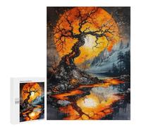 Puzzle per adolescenti, 500 pezzi, arancione luna, paesaggio puzzle, per adulti, giochi rilassanti, divertenti e umoristici, 500 pezzi