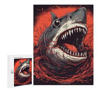 Puzzle per adolescenti 500 pezzi Bloodthirsty Shark Illustrazione puzzle antistress, decorazione perfetta, attività divertenti per la casa, 500 pezzi