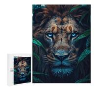 Puzzle per adolescenti, 500 pezzi, Blue Eyed Lion in Shadows, puzzle anti-stress, decorazione perfetta, attività divertenti per la casa, 500 pezzi