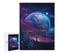 Puzzle per adolescenti, 500 pezzi, Cityscape Under A Cosmic Sky Puzzles per adulti, giochi divertenti, decorazione per la casa, regali di compleanno e regali unici, 500 pezzi
