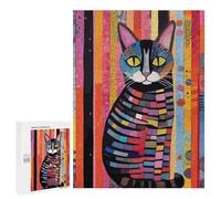 Puzzle per adolescenti 500 pezzi gatto astratto adulto puzzle rompicapo gioco decorazione perfetta divertimento a casa attività, 500 pezzi