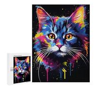 Puzzle per adolescenti, 500 pezzi, pittura di un gatto colorato per adulti, puzzle rompicapo gioco decorazione perfetta divertimento per attività domestiche, 500 pezzi