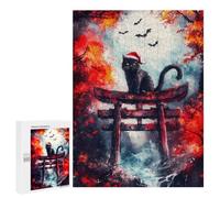 Puzzle per adolescenti, 500 pezzi, puzzle Black Cat in Torii Gate Puzzles per adulti, gioco di famiglia, un'opera d'arte per compleanno, Natale, 500 pezzi