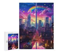 Puzzle per adolescenti 500 pezzi Rainbow Cityscape with Tower Puzzle per adulti giochi di relax difficili sfida regali di compleanno unici 500 pezzi