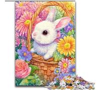 Puzzle per adolescenti a forma di coniglietto di fiori, stimolanti giochi di ruolo, decorazioni da parete, regali unici per compleanno e Natale (dimensioni 26x38cm)