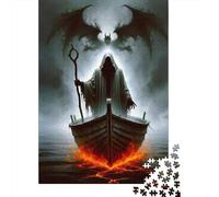 Puzzle per Adolescenti Adulti Barca del Mietitore Oscuro: Nave Fantasma con Bagliore Infuocato Gioco Educativo per Decorazione Parete e Regali 70x50cm/1000 pezzi