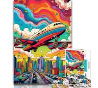 Puzzle per adolescenti, aeroplano colorato, 1000 pezzi, per adulti e adolescenti, giocattoli educativi per l'apprendimento, giochi per famiglie, migliorano l'amore tra coppie, 26x38cm