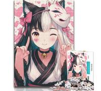 Puzzle per adolescenti Anime Fox Mask Girl, aiuta il cervello a esercitare giocattoli avvincenti per coltivare la pazienza Decorazione perfetta 38X26CM