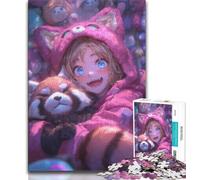 Puzzle per adolescenti Anime Red Panda Girl 1000 pezzi per adulti e adolescenti, giocattoli educativi per l'apprendimento, giochi per famiglie che migliorano l'amore tra coppie (50x75cm)