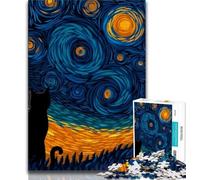 Puzzle per adolescenti Art Black Cat Puzzle da 1000 pezzi antistress per trascorrere il tempo in casa migliora l'amore tra coppie 75x50cm