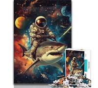Puzzle per adolescenti Astronauta a cavallo di uno squalo Puzzle da 1000 pezzi per adulti e adolescenti giocattoli per l'intrattenimento della famiglia ideale come regalo per tutta la famiglia