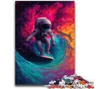 Puzzle per adolescenti Astronauta che fa surf, puzzle da 1000 pezzi, antistress per trascorrere il tempo in casa, per migliorare l'amore tra coppie (26x38cm)