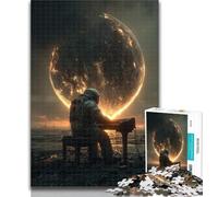 Puzzle per adolescenti, astronauta che suona il pianoforte, 1000 pezzi, per adolescenti e adulti, fai da te, moderno, arte murale, arredamento per la casa, 26x38cm