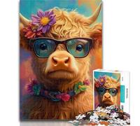 Puzzle per adolescenti Baby Yak con gli occhiali,1000 pezzi,puzzle per adulti e adolescenti,decorazione da parete,regali unici per compleanno e Natale,adatti per bambini di età compresa e 14 anni