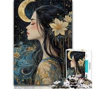 Puzzle per adolescenti bellissima ragazza anime con luna puzzle da 1000 pezzi per adulti e ragazzi giocattoli giochi educativi antistress collezione di artisti belle arti (50x75cm)