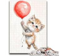Puzzle per adolescenti, bellissimo gioco stimolante con gatto acquerello, ideale come regalo per tutta la famiglia, 26x38cm