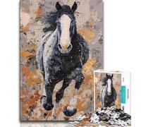 Puzzle per adolescenti "Black Golden Horse" da 1000 pezzi, per adolescenti e adulti, sfida difficile antistress, migliora l'amore tra coppie (50x75cm)
