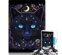 Puzzle per adolescenti "Black Light Cat" da 1000 pezzi, per adolescenti e adulti, sfida difficile antistress, migliora l'amore tra coppie (50x75cm)