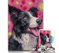 Puzzle per adolescenti Border Collie felice, aiuta il cervello a esercitare giocattoli avvincenti per coltivare la pazienza, decorazione da parete 50x75cm