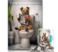 Puzzle per adolescenti Border Terrier sul water, aiuta il cervello a esercitare i giocattoli avvincenti per coltivare la pazienza, regalo per compleanni (38x26cm)