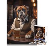 Puzzle per adolescenti "Boxer Dog in The Pub" da 1000 pezzi Imparare giocando Regalo sentito per occasioni speciali Dimensioni: 38x26cm