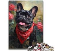 Puzzle per adolescenti Bulldog francese felice Adatto a persone dai 14 anni in su Gioco educativo Sfida Giocattolo Regalo per compleanni 38x26cm