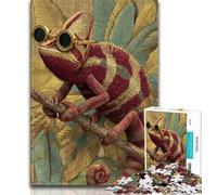 Puzzle per adolescenti Camaleonte con gli occhiali, aiuta il cervello a esercitare i giocattoli avvincenti per coltivare la pazienza Decorazione perfetta (38x26cm)