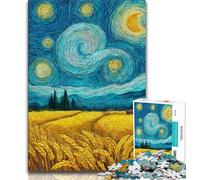 Puzzle per adolescenti "Campi di riso sotto il cielo notturno", 1000 pezzi, gioco stimolante e gioco per famiglie con pezzi completamente interconnessi e di forma casuale, 75x50cm