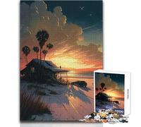 Puzzle per adolescenti "Capanna sulla spiaggia" da 1000 pezzi, gioco educativo di abilità di osservazione, regalo perfetto e significativo per le feste, dimensioni 50x75cm
