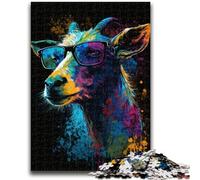 Puzzle per adolescenti Capra con occhiali Puzzle per adolescenti, per gioco educativo Sfida Giocattolo Offerta come regalo per tutta la famiglia (38x26cm)