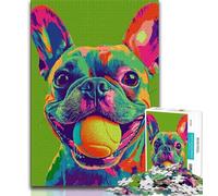 Puzzle per adolescenti Carlino che gioca a tennis, gioco per famiglie antistress, sfida difficile, rafforza l'amore tra coppie, 75x50cm