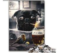 Puzzle per adolescenti "Carlino in un pub", gioco per famiglie, antistress, sfida difficile, rafforza l'amore tra coppie (dimensioni 26x38cm)