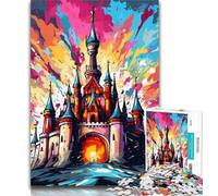 Puzzle per adolescenti Castello colorato Puzzle da 1000 pezzi per adulti e ragazzi, giocattoli, giochi educativi, antistress, lista dei desideri con Babbo Natale 75x50cm