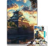 Puzzle per adolescenti Castello di Osaka in Giappone Tramonto Puzzle da 1000 pezzi antistress Vacanza a casa Uccidere il tempo Interazione genitore-figlio 75x50cm