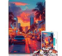 Puzzle per adolescenti Città al tramonto 1000 pezzi, giochi educativi, decorazione per la casa, adatti per la decorazione della scrivania (dimensioni 75x50cm)