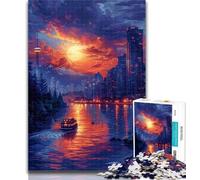 Puzzle per adolescenti Città al tramonto Puzzle per adulti 1000, giocattoli Giochi educativi Antistress Lista dei desideri con Babbo Natale 26x38cm