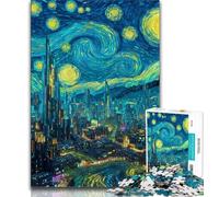 Puzzle per adolescenti Città sotto il cielo notturno, aiuta il cervello a esercitare giocattoli avvincenti per coltivare la pazienza Decorazione perfetta (75x50cm)