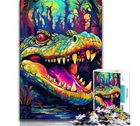Puzzle per adolescenti Coccodrilli colorati Puzzle da 1000 pezzi per adolescenti, fai da te Arte murale moderna Decorazione per la casa 50x75cm