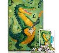 Puzzle per adolescenti Coccodrillo che suona la chitarra, aiuta il cervello a esercitare giocattoli avvincenti per coltivare la pazienza Decorazione da parete (75x50cm)
