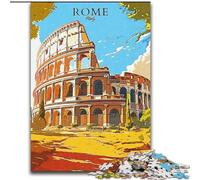 Puzzle per adolescenti Colosseo Roma Italia, antistress con pezzi completamente incastrati di forma casuale per ragazzi dai 14 anni in su, 26x38cm