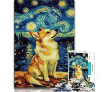 Puzzle per adolescenti con adorabili husky nella notte stellata, 1000 pezzi, aiuta il cervello ad allenarsi, giocattoli avvincenti per coltivare la pazienza, un'opera d'arte (38x26cm)