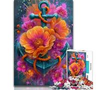 Puzzle per adolescenti con ancora e fiori, 1000 pezzi, giochi divertenti: ogni pezzo è unico, un gioco stimolante e divertente per tutta la famiglia (38x26cm)