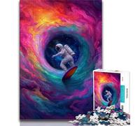 Puzzle per adolescenti con astronauta che fa surf nello spazio 1000 pezzi giocattoli educativi per l'apprendimento giochi per famiglie migliorano l'amore tra coppie (50x75cm)